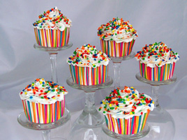 Cupcakes with Vanilla Frosting and Primary Sprinkles