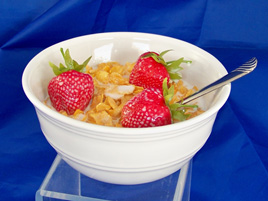 Cereal Bowl--Cornflakes with Strawberries