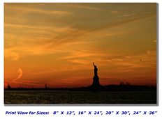 Statue of Liberty at Sunset on Canvas