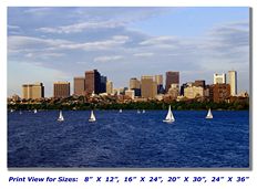 Sailboats in Massachusetts Bay in Boston Harbor on Canvas