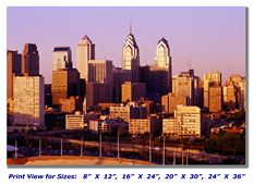 Philadelphia at Sunset on Canvas