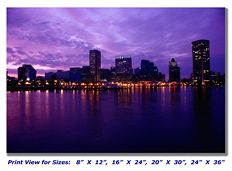 Baltimore Skyline at Night on Canvas