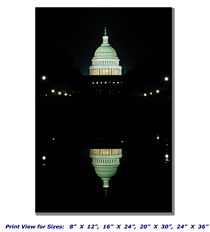US Capitol Building at Night on Canvas