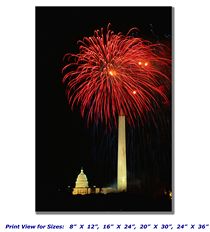 Fireworks Over the Washington Monument on Canvas