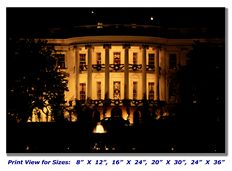 White House at Night on Canvas