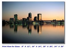 Jacksonville at Dusk on Canvas