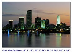 Miami at Sunset on Canvas