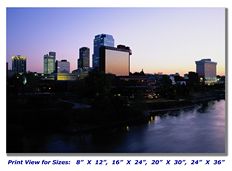 Little Rock Skyline at Dusk on Canvas