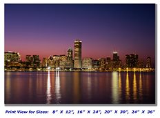 Chicago at Sunset on Canvas