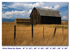 Old Barn in Field on Canvas