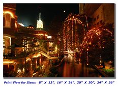 San Antonio River Walk at Night on Canvas