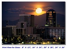 Moonrise over Tucson on Canvas