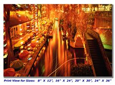San Antonio River Walk at Night 2 on Canvas