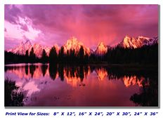 Grand Tetons at Sunset and Jenny Lake on Canvas