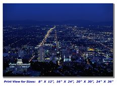 Salt Lake City at Night on Canvas