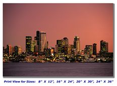 Seattle Skyline at Dusk on Canvas