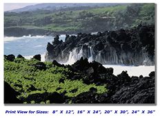 Waves Against the Lava Rocks on Canvas
