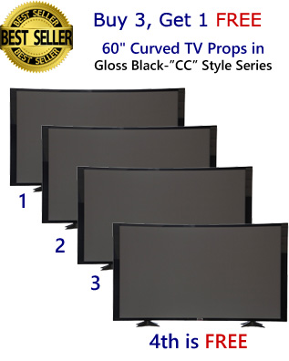 Buy 3 Get 1 FREE (4-Pack) of 60" Curved TV Props in Gloss Black on Matte Black